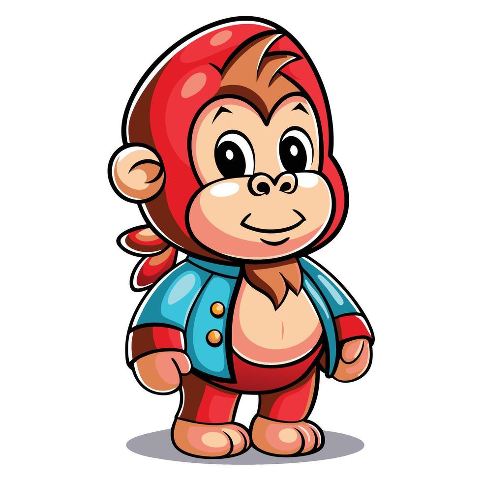 Cute cartoon monkey in a jacket vector
