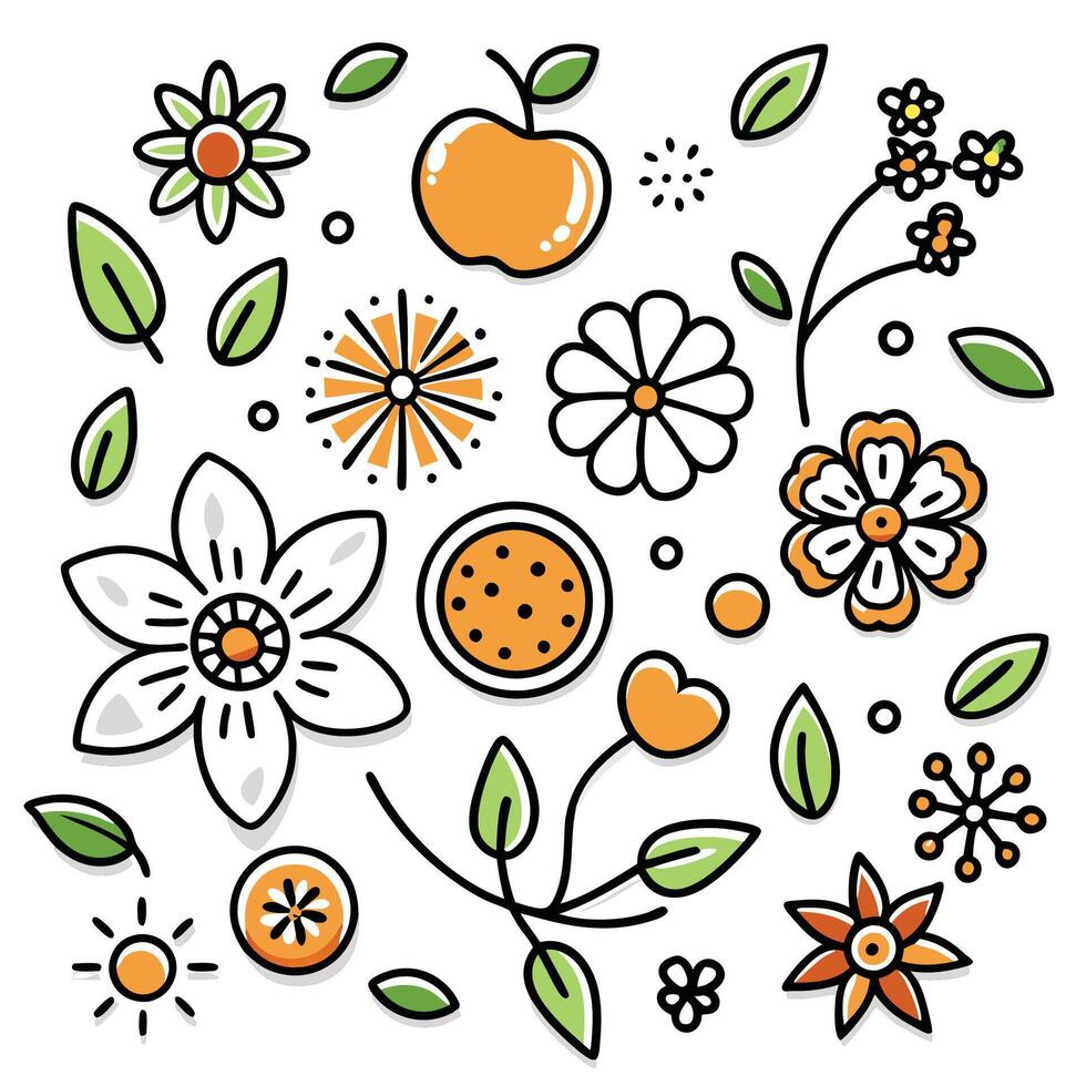 Cute Floral and Fruit Pattern vector