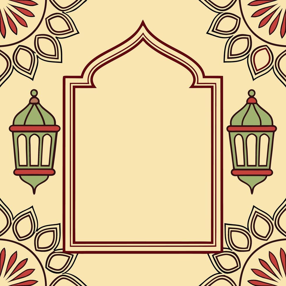 Islamic design with decorative lanterns and arches vector