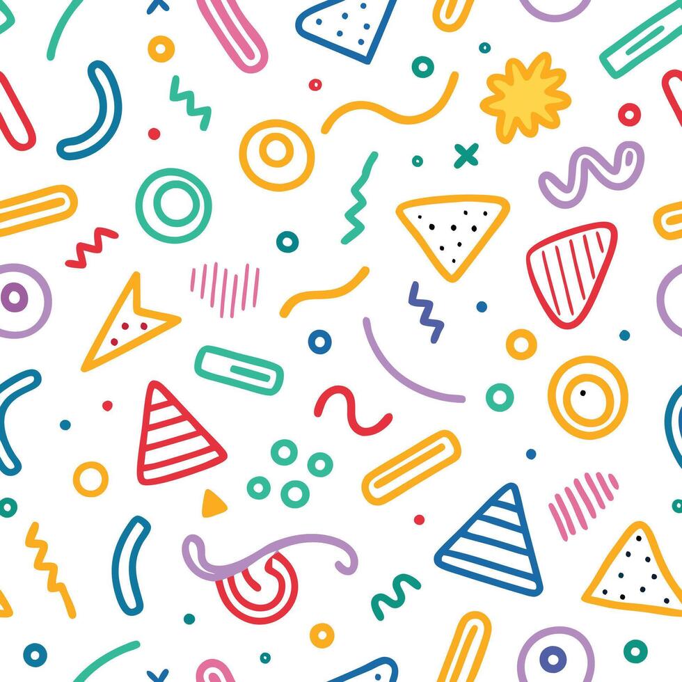 seamless pattern with colorful shapes ON WHITE BACKGROUND vector