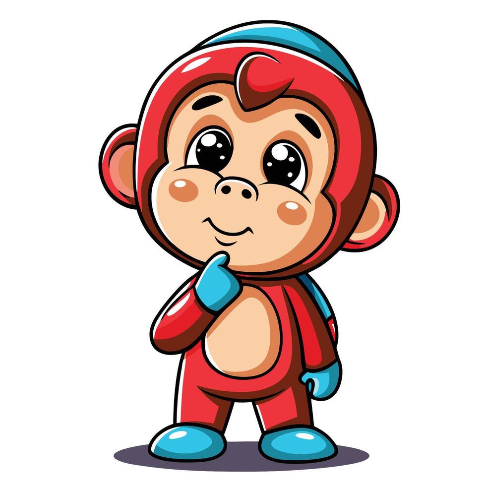 Cute cartoon monkey in red suit vector