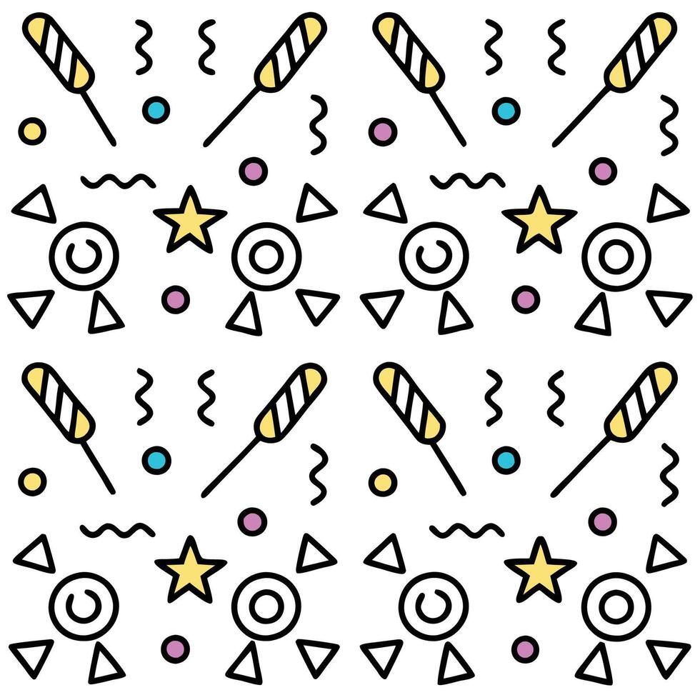 Playful, colorful, and geometric pattern with candy-like elements vector