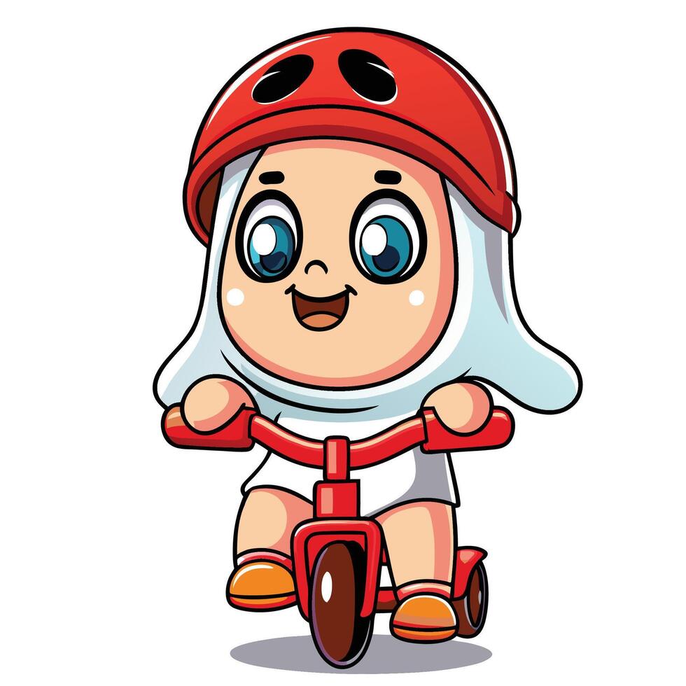 Happy girl riding a tricycle vector