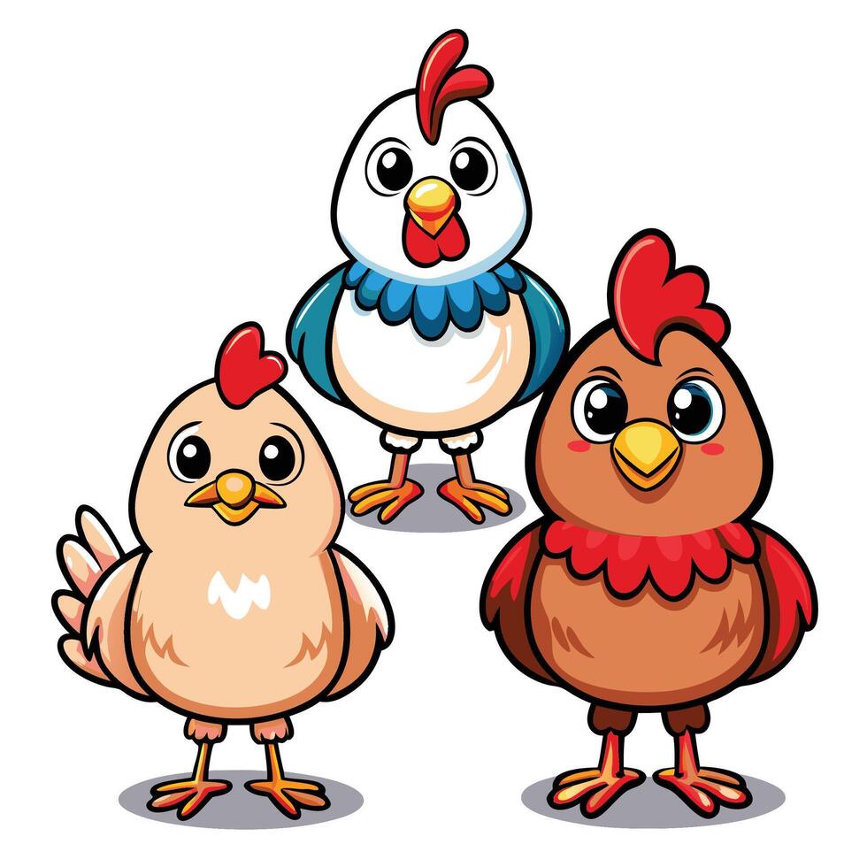 cartoon chicken ON WHITE BACKGROUND illustration vector