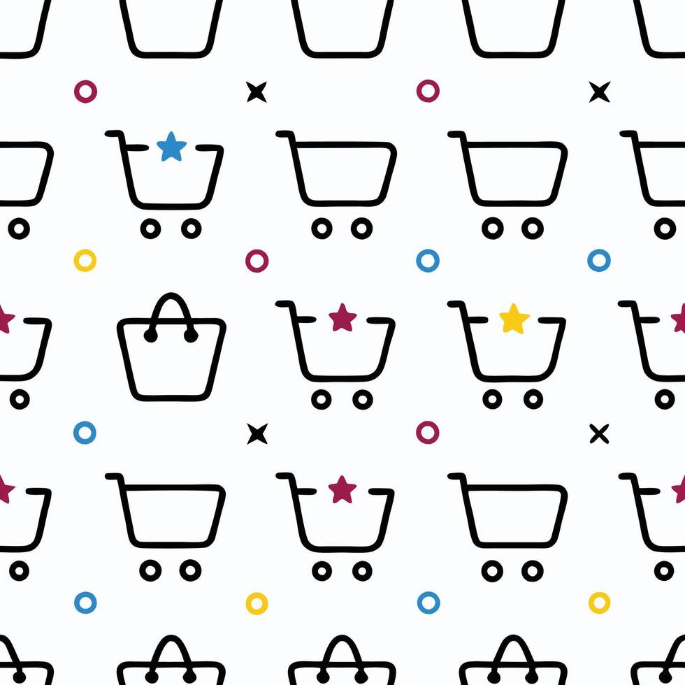 Shopping Cart and Bag Pattern vector