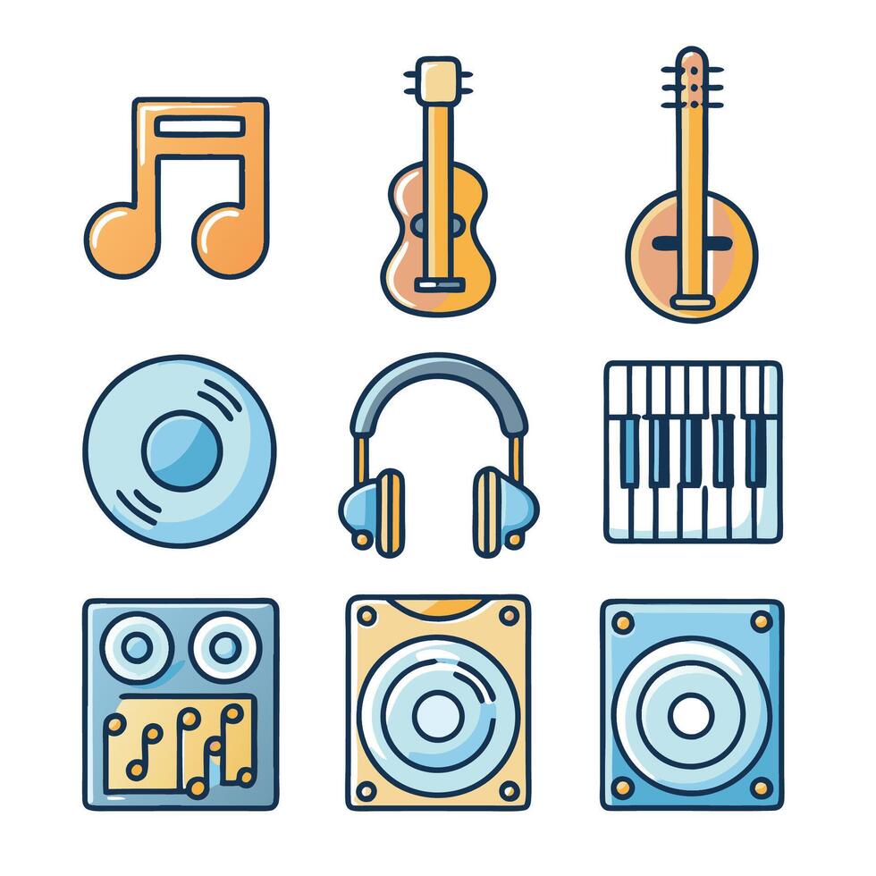 music instruments icons set, illustration vector