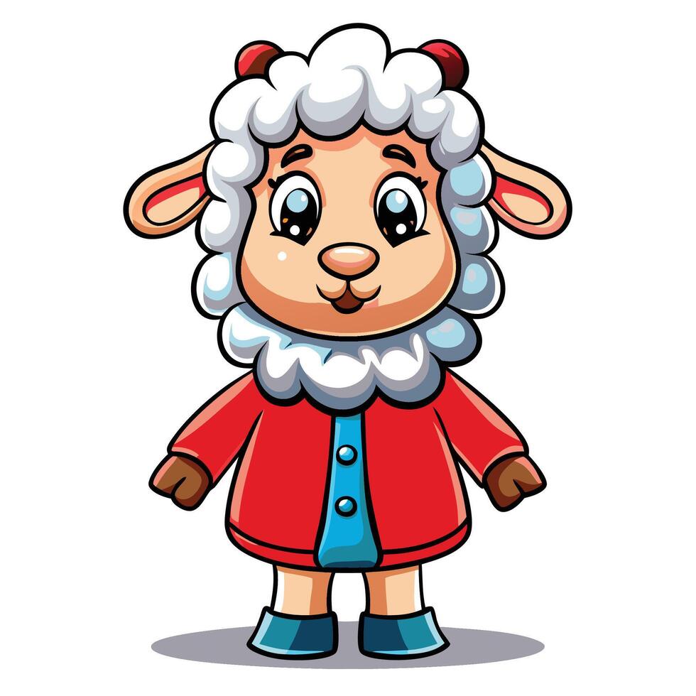 Cute cartoon sheep wearing a warm coat vector
