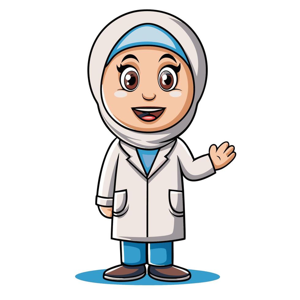 muslim doctor cartoon character vector