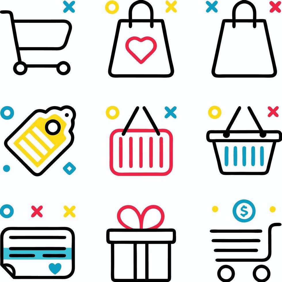 shopping icons set illustration ON A WHITE BACKGROUND vector