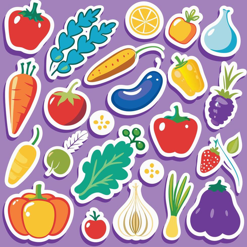 Colorful Fresh Produce Collection vector