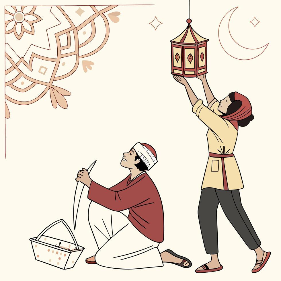 Ramadan Lantern Installation vector