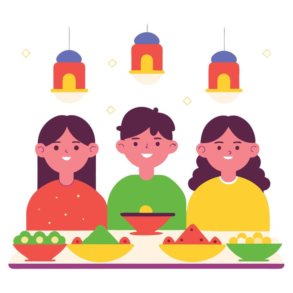 Happy Family Feasting vector