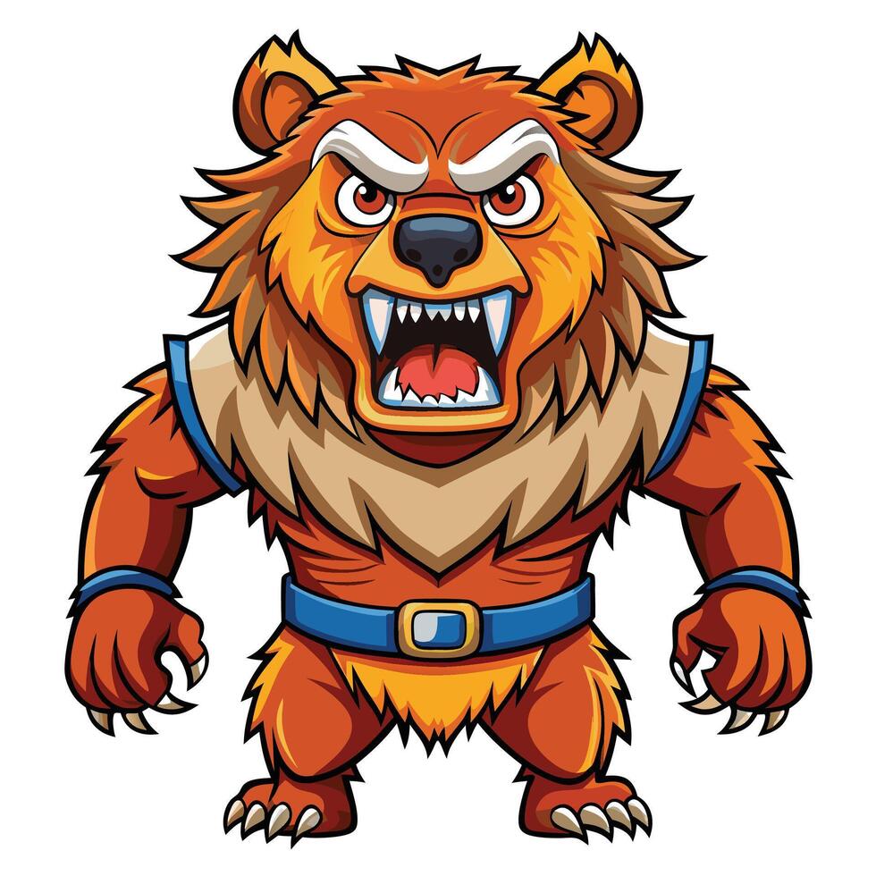 Angry cartoon bear vector