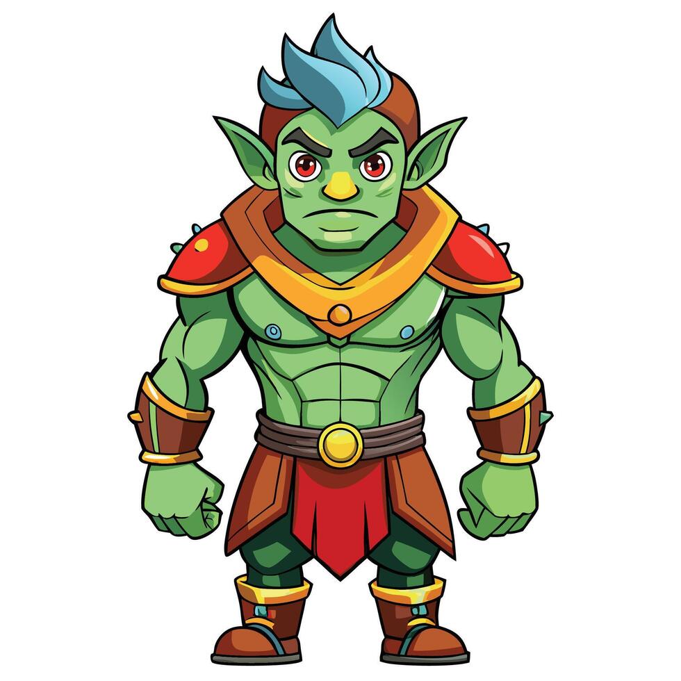 Powerful green goblin character illustration. vector