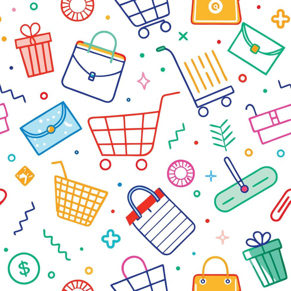 Fun Colorful Shopping Pattern vector