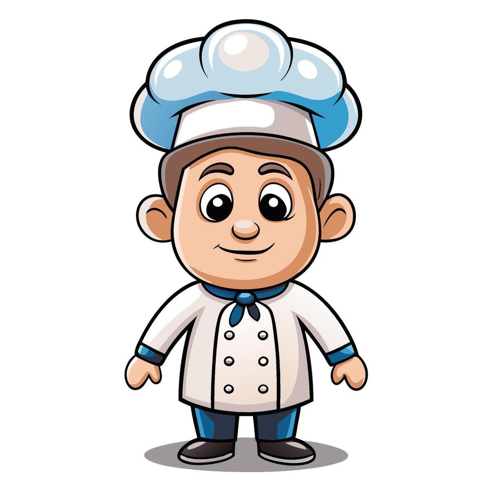 cartoon chef character with hat and white shirt vector
