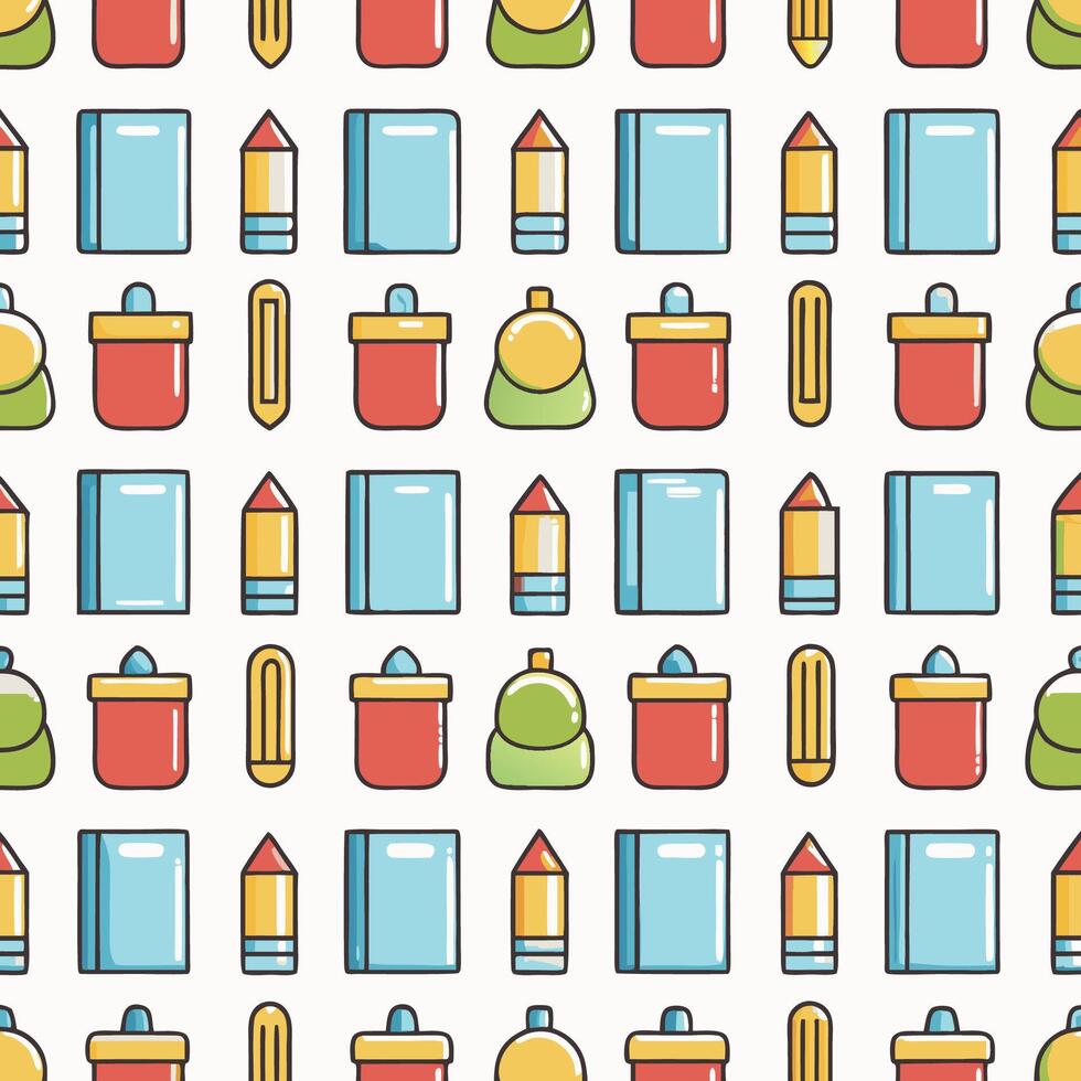 Seamless pattern of school supplies. vector