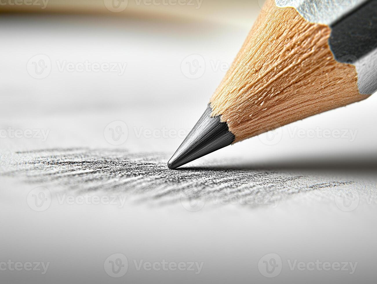Sharp graphite tip creating fine lines on textured paper illuminated by soft light photo