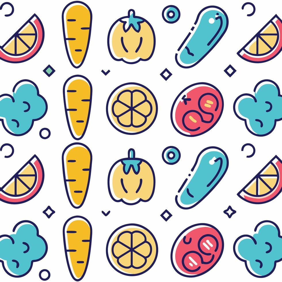 Fresh Fruit and Vegetable Pattern vector