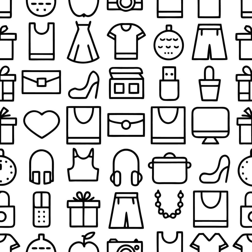 Simple outline icons of various everyday objects vector