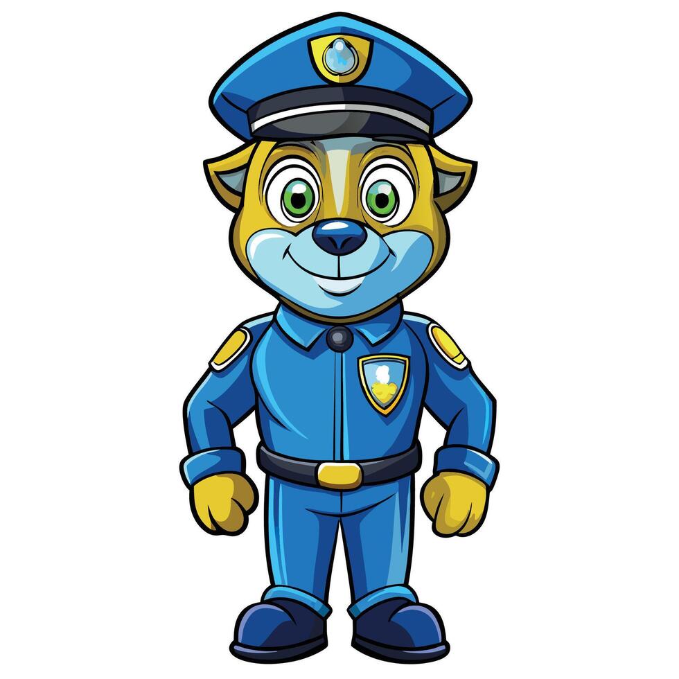 Smiling animal police officer in uniform vector