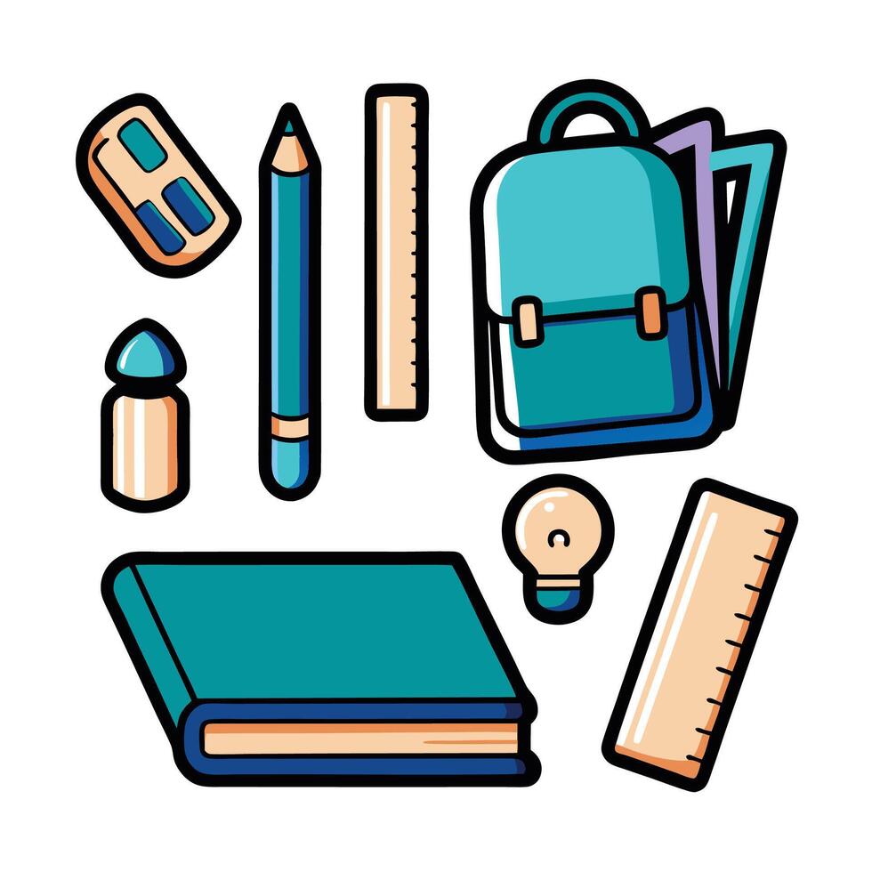 Colorful School Supplies vector
