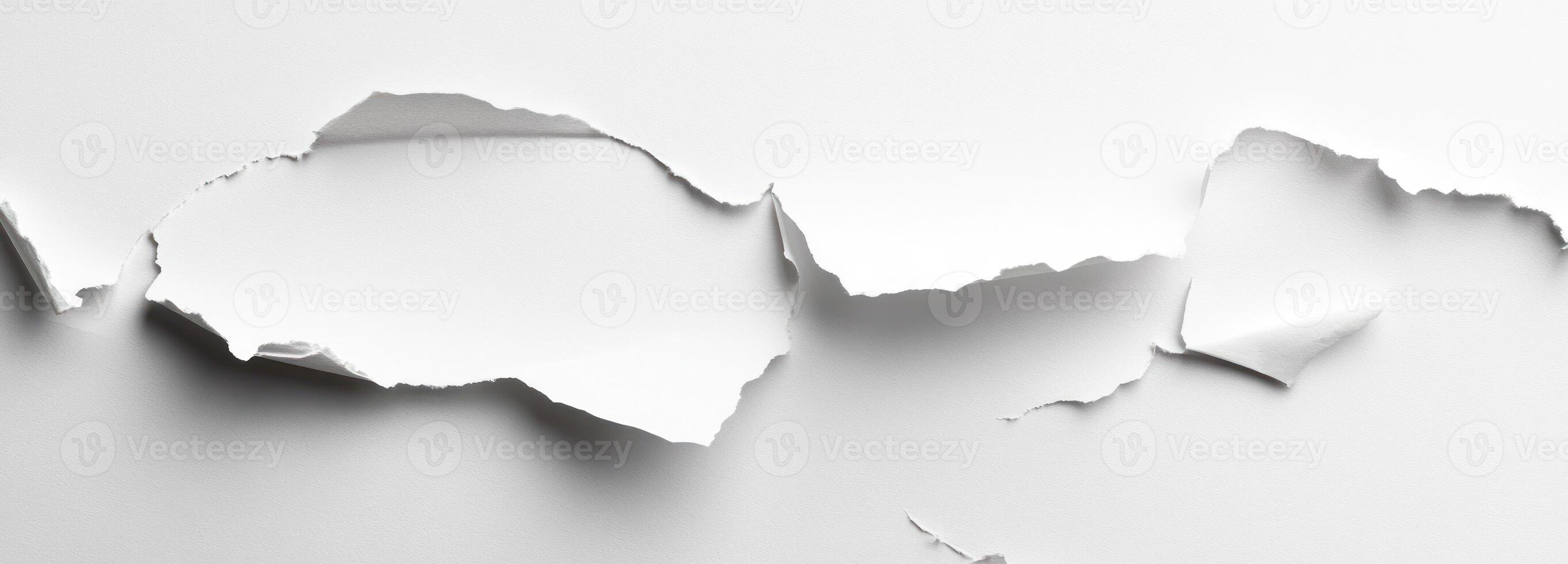 Torn White Paper with Irregular Edges and a Hole photo