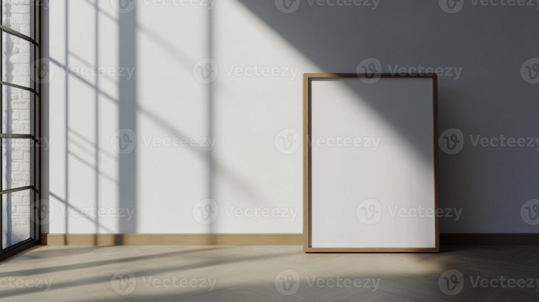 Empty Canvas in a Room with Sunlight Streaming Through a Window photo