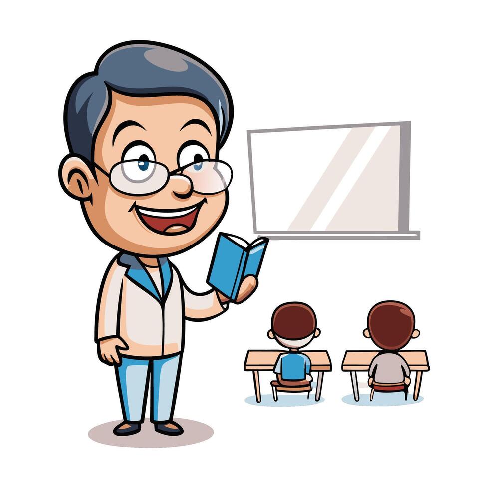 Teacher instructing students in a classroom vector
