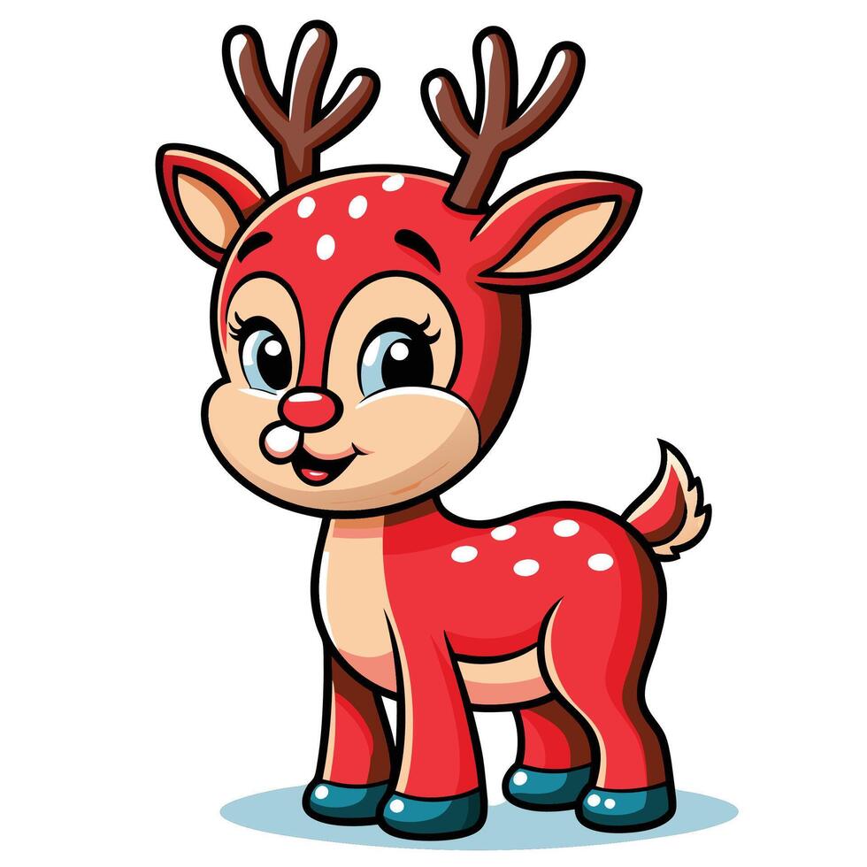 Cute Cartoon Red Deer vector