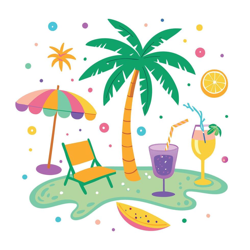 Tropical Island Relaxation Scene vector