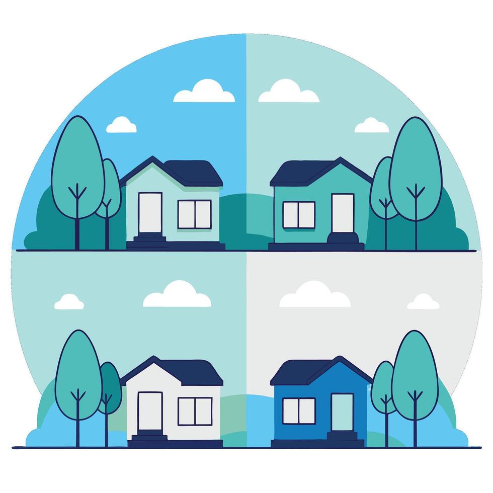 Suburban Homes in a Peaceful Setting vector