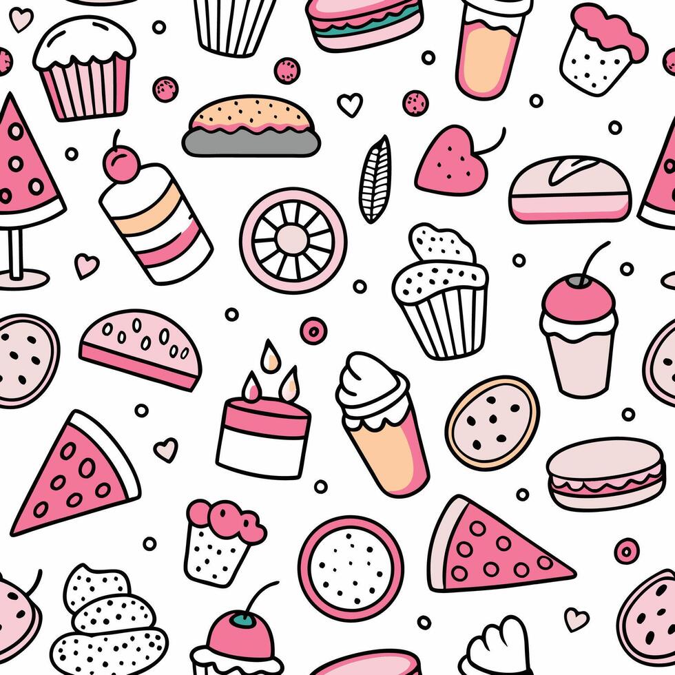 a seamless pattern with food items background vector