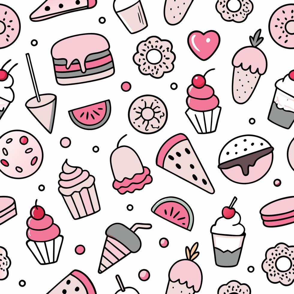 Cute Pastel Sweet Treats Pattern vector