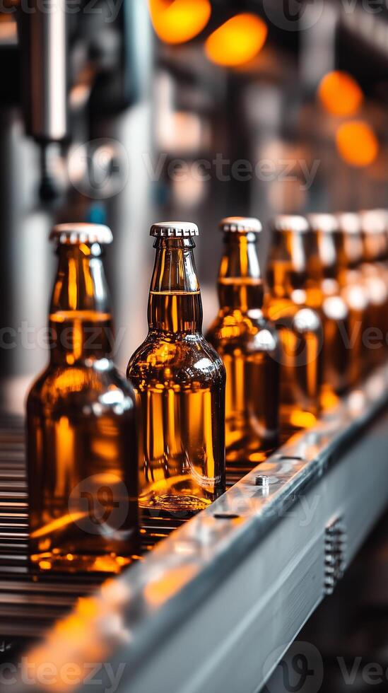 Automated liquor bottling line showcasing advanced technology in modern factory photo