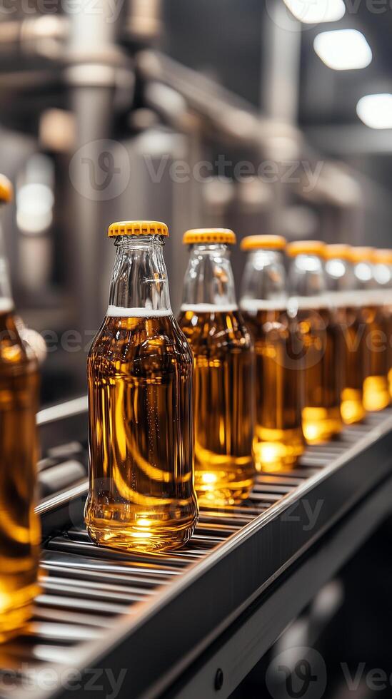 Automated bottling line showcases advanced technology in modern beer production facility photo