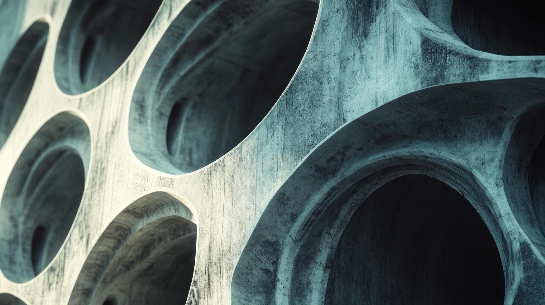 Abstract Concrete Structure with Circular Openings photo