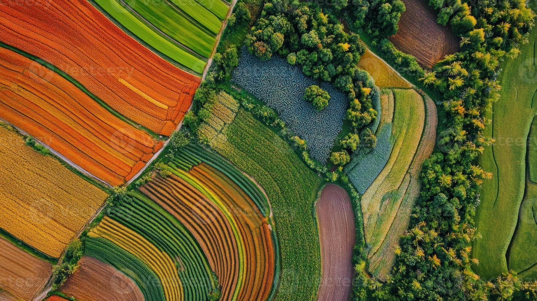Aerial View of a Diverse and Colorful Agricultural Landscape photo