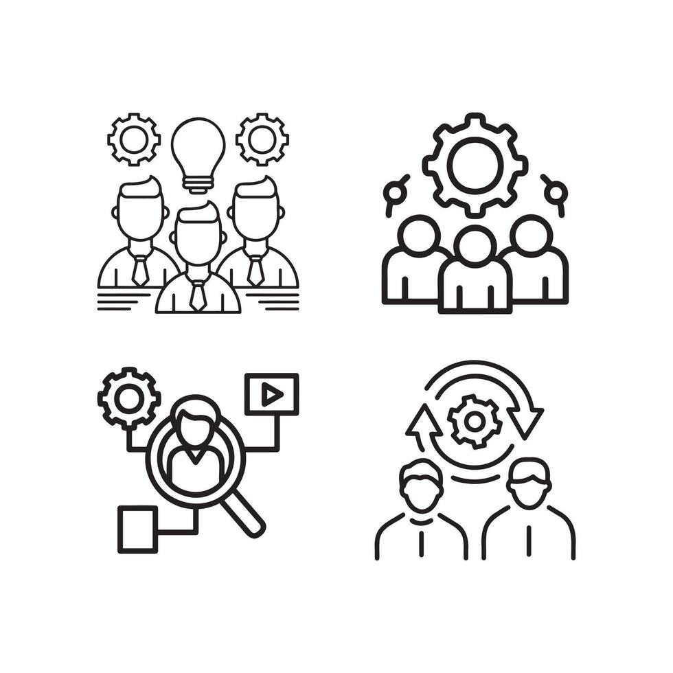 Teamwork and Business Process Management Icons. vector