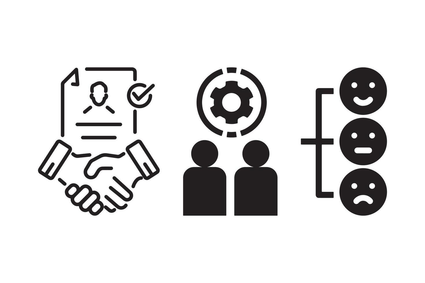 Business Agreement, Collaboration, and Feedback Icon Set. vector