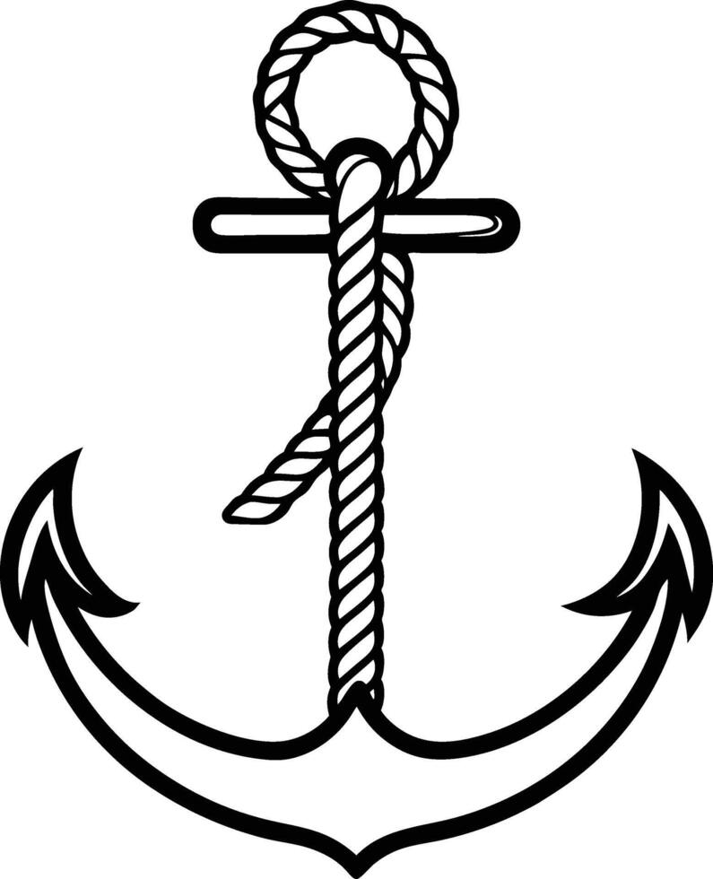 Stylish Anchor and Rope Silhouette Design for Maritime Themes vector