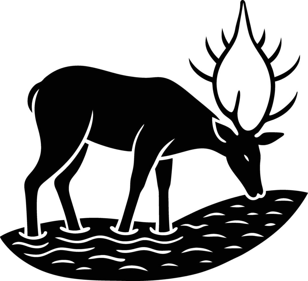 Wild Deer Enjoying the River at Sunset Artwork vector