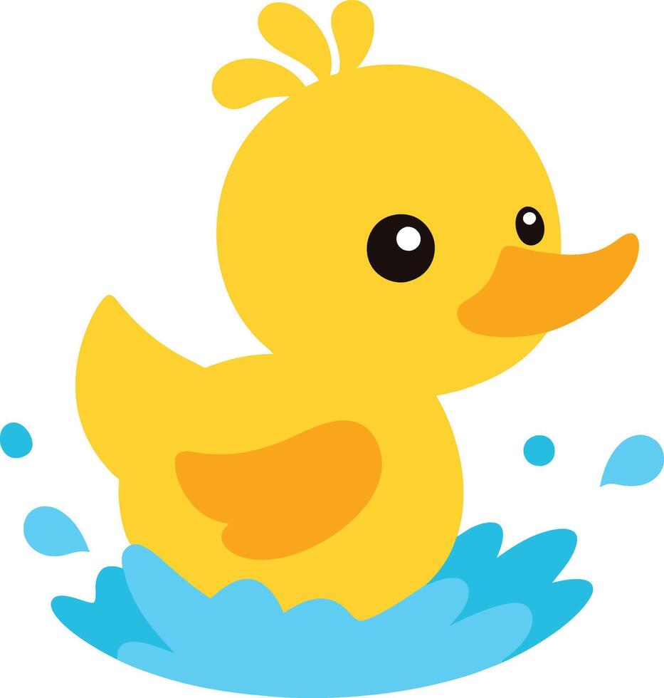 Cute Duckling Enjoying Water Splash Art vector