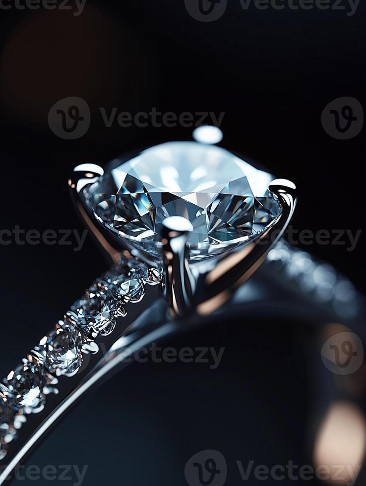 Close-up view of a sparkling diamond ring showcasing intricate design and elegant craftsmanship photo