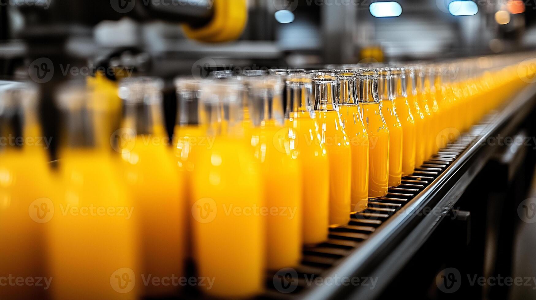 Automated juice bottling line showcases modern production technology in factory photo