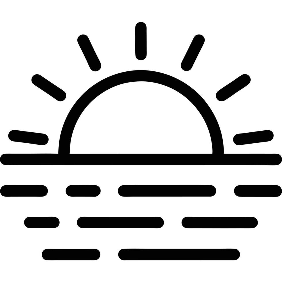 Minimalist Black and White Sunrise Icon Elegant Line Art Design vector