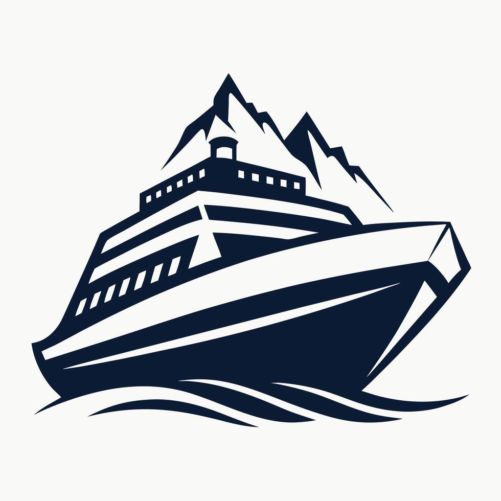 Luxury Cruise Ship Illustration in Black and White Graphic Style vector