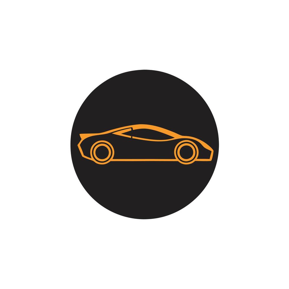 Sleek Sports Car Silhouette with Glowing Orange Outline vector