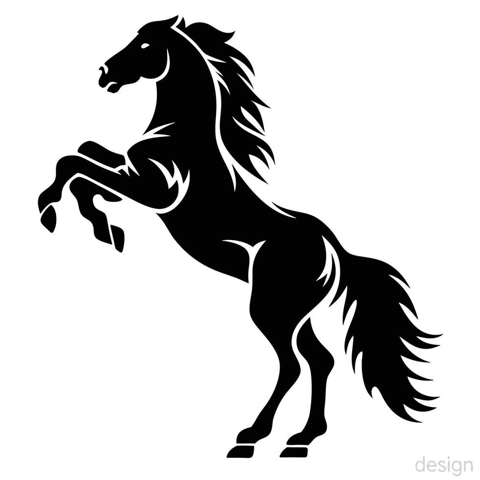 Black-and-White Silhouette Rearing Horse in Minimalist Style vector