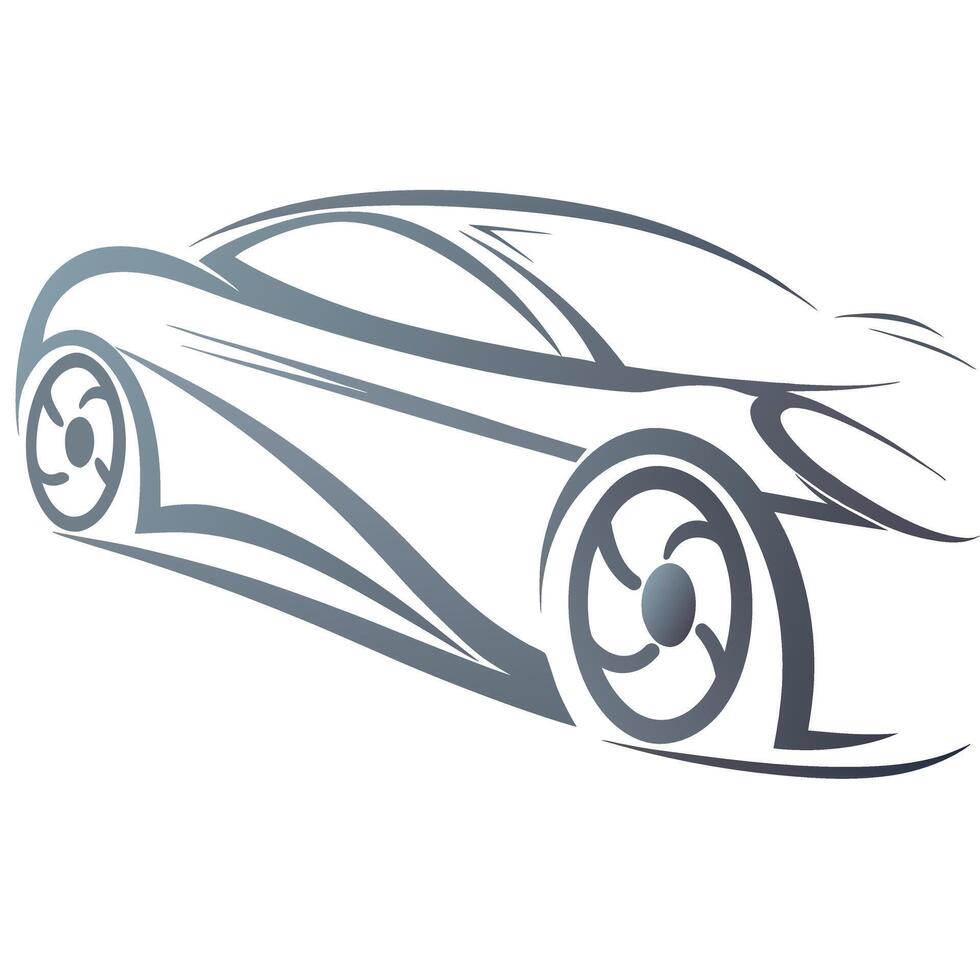Fast Sports Car Drawing Minimalist Design with Dynamic Silhouette vector